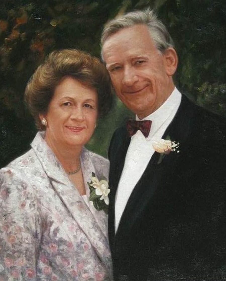 A couple hand-painted in oil from their own photograph
